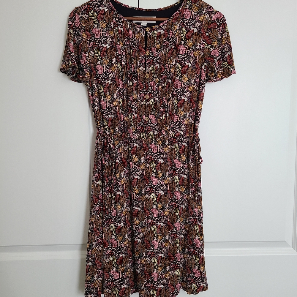LOFT Paradise Pintucked Side Tie Dress Size S